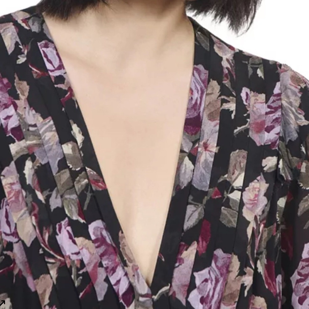The Kooples English Roses Black Floral Midi Dress Size S - Picture 2 of 5
